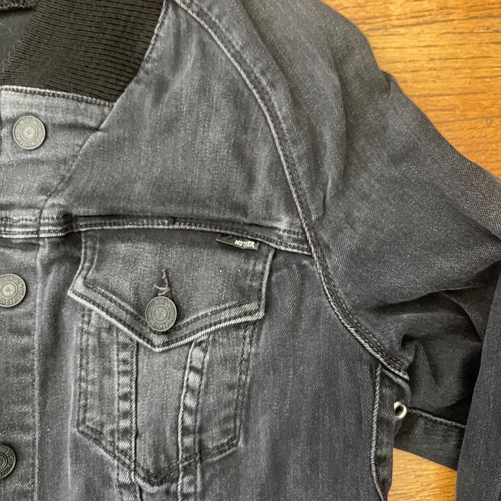 MOTHER Denim Bomber Jacket Ribbed Collar Rare - Picture 4 of 11